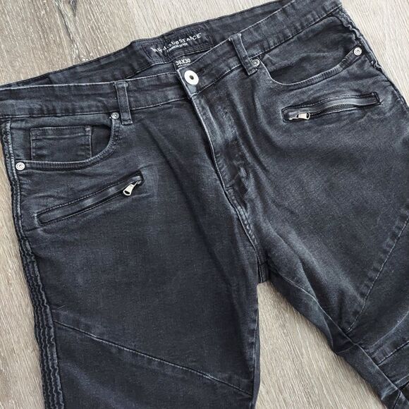 [Truth Substance Common Sense] 36x30 Black Moto Jeans - Picture 2 of 6